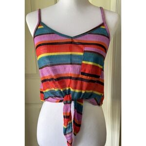 Urban Outfitters Tank Top Stripe Tie Womens Small Crop Spring Colorful Soft Boho